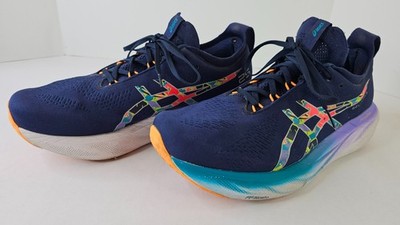 Asics Gel-Nimbus 25 Mens Size 12 Blue Purple Red Athletic Running Shoes Sneakers