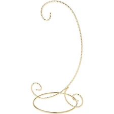9.5 Inch Medium Twisted Gold-Toned Ornament Stand for Holiday Display
