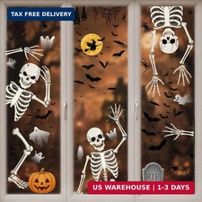 Skeleton Halloween Window Clings, Halloween Stickers for Halloween Decorations I