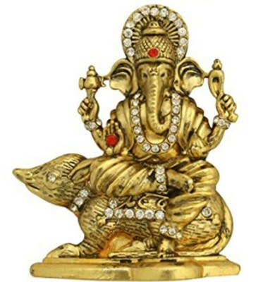 Lord Ganesha Sitting On Mouse Home Decor Car Dashboard Idol Statue Figurine H-3''