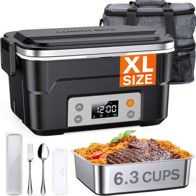 XL 6.3-Cup Cordless Electric Lunch Box for Adults, Heated Lunch Box for Men with