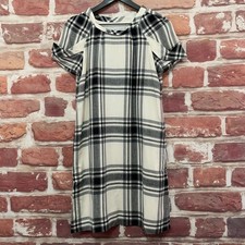 Zara Woman Shift Dress Womens Small White Black Plaid Short Sleeve Popover