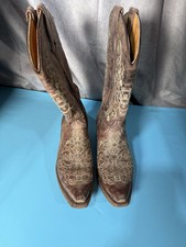 Teens Corral Western Distressed Brush Leather Embroidery Boots Size 4.5