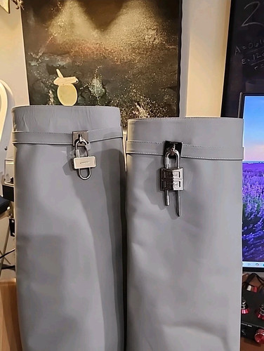 Givenchy Shark Lock Angle Boots - Grey Size EU 39/8-8.5US Tall 18.5"