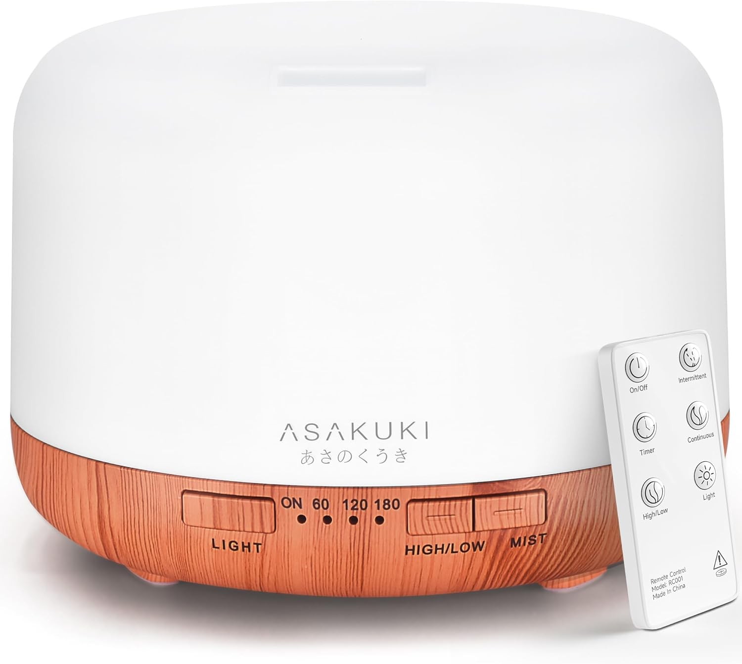 ASAKUKI 500ml Essential Oil Diffuser, 5 In 1 Ultrasonic Aroma Scented Oil Diffu