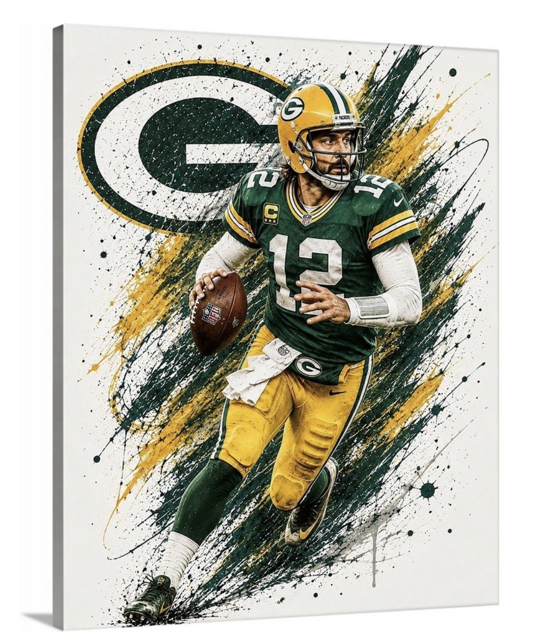 Aaron Rodgers Green Bay Packers Canvas 16x20 Football Quarterback
