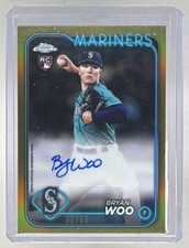 Bryan Woo 2024 Topps Chrome Update #AC-BW Gold Refractor RC Rookie Auto 1/50