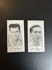 2 x Barratt, FAMOUS FOOTBALLERS, A4, 1956, Higgins Celtic Evans Liverpool