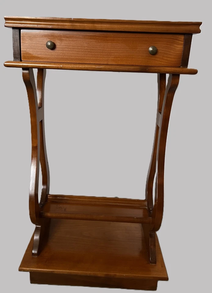 Beistelltisch Nachttisch Lyra night table french Holz Kommode Lyre Bedside Table - Bild 3 von 4