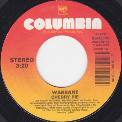 Warrant - Cherry Pie (7'', Single, Styrene)