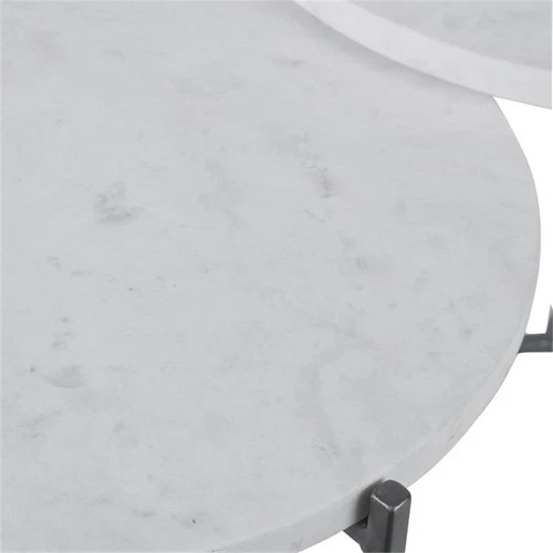 Uttermost Contarini Marble and Iron Tiered Coffee Table in White - Picture 5 of 9