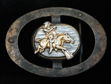 QJ05137 VINTAGE 1970s BRONC RIDER RODEO WESTERN COWBOY BELT BUCKLE