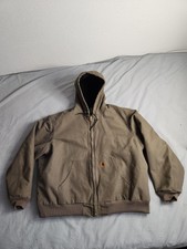 Carhartt Duck Canvas Quilted Lined Jacket Mens Sz 2XL Brown Hooded J130 LBR EUC