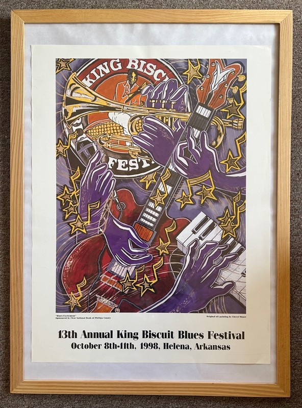 13th ANNUAL KING BISCUIT BLUES FESTIVAL Poster. 1998. 18x24 Cheryl Moore.