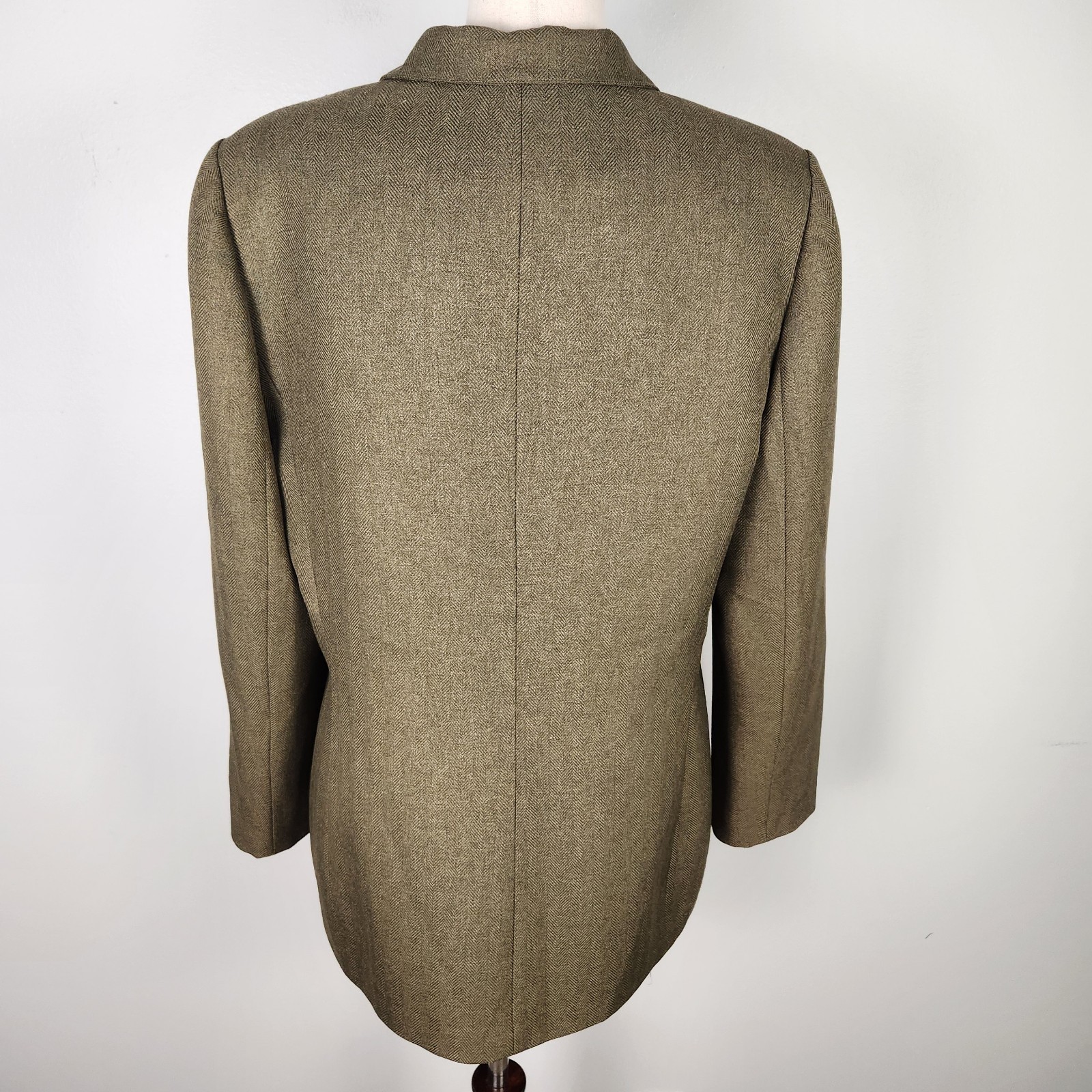 EUC Le Suit 2 Piece Pant Suit Brown Green Herringbone Wide Leg Pant Size 16 #611