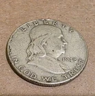 1948-D Franklin Head Half Dollar United States Silver Coin Circulated