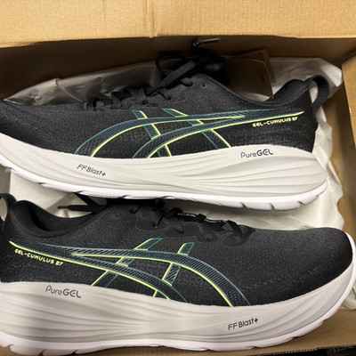 ASICS Gel-Cumulus 27 Men's Low Top Mesh Lace-Up Sneakers Black/Lucid Yellow