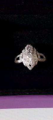 Diamant Ring 9 kt Weißgold Größe N 4,5 grm gepunzt 375 hübsches Design