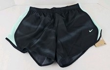 Nike Girls Running Shorts Standard Fit Dri-Fit Tempo Sz L Black/Light Blue