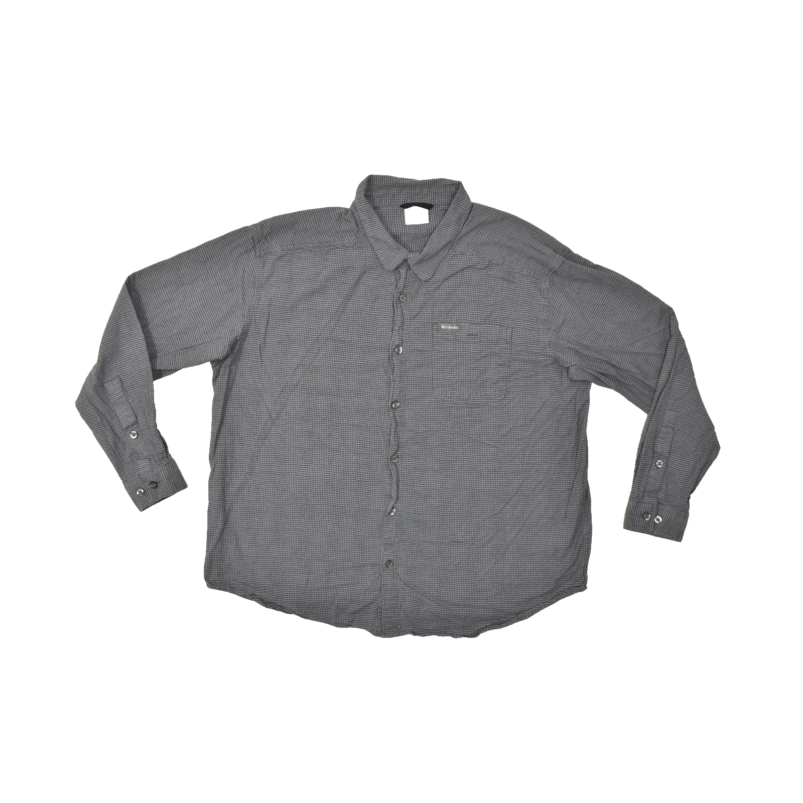 Columbia Mens Gray Checkered Button Down Long Sleeve Shirt Regular Size XXL