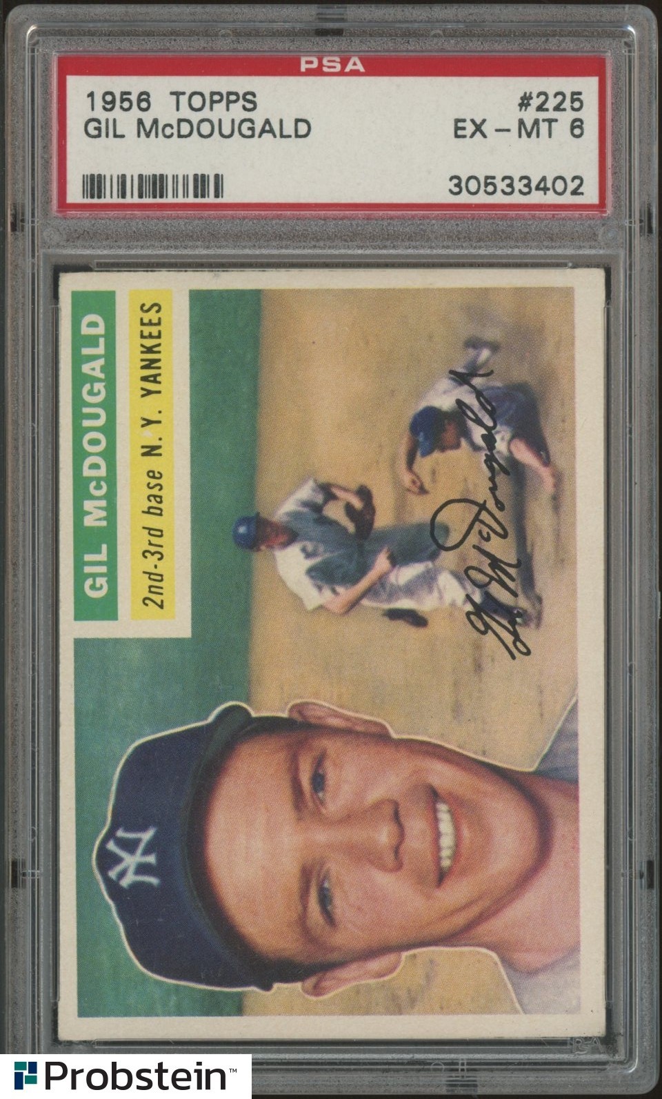 1956 Topps #225 Gil McDougald New York Yankees PSA 6 EX-MT