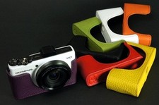Handmade Real Leather Half Camera Case Camera bag for Olympus XZ1 XZ-1 7 colors