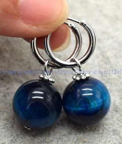 Charming 10/12/14mm Multicolor Gemstone Round Beads Silver Leverback Earrings - Picture 159 of 190