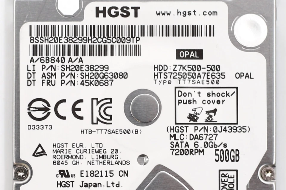 HGST HTS725050A7E635 500GB 2.5" 6Gb/s 7.2K RPM SATA Drive P/N: 0J43935 Tested - Image 4 of 4