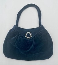 Old Navy Small Navy Blue Velvet w Rhinestone & Pearl Pin Handbag 2005 Release