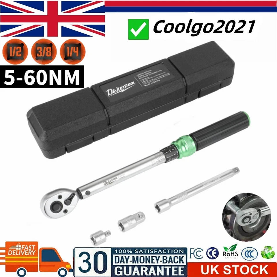 3/8" Drive 5-60 Nm Calibrated Torque Wrench Adjustable Torque Wrench Ratchet - Image 1 of 4
