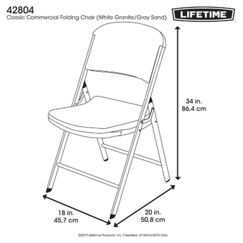 Lifetime Commercial Grade Contoured Folding Chair, 4PACK, HighDensity
