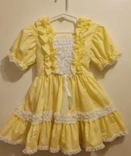 Vintage Mini World Yellow Tiered Lace Ruffle Party Dress 4T Pristine Condition!
