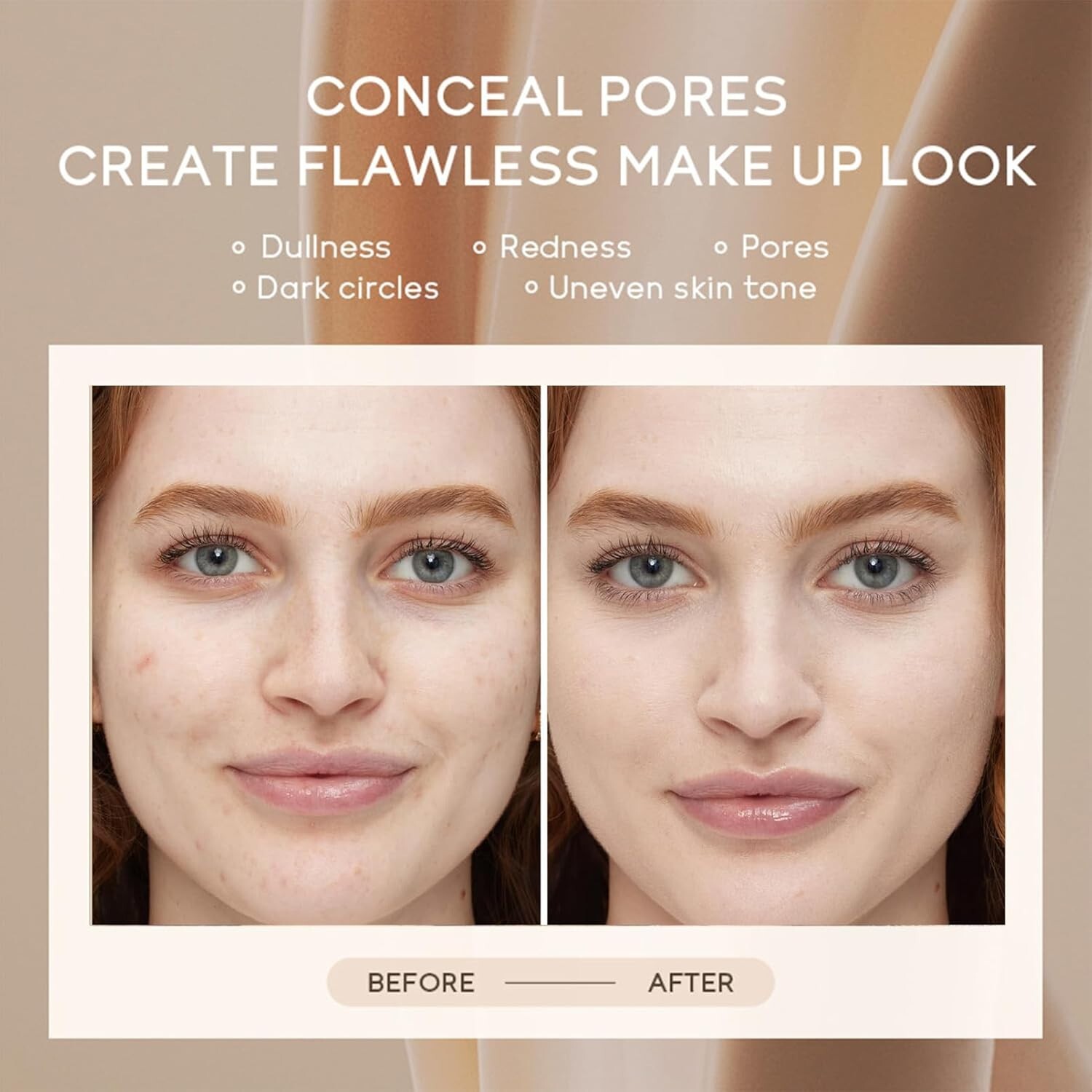 Cream with SPF 50+ with Brush, Waterproof Flawless Concealer Full Coverage BB Cr