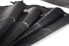 1Pcs Genuine Stingray Shagreen Real Skin Leather Soft Hide Pelt Black 7inch