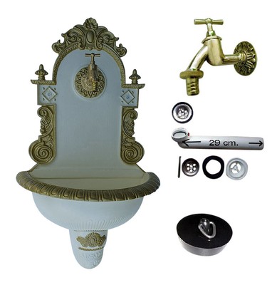 Antik Aluminium Bassena Garten Wand Brunnen Wandbrunnen Kran Zapfstelle Mcg Ebay