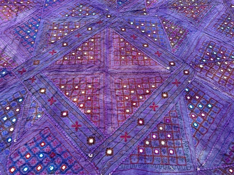 Colcha antigua hecha a mano colorida retazos artesanal espejo ropa de cama 235x217 cm Foto 3 de 4