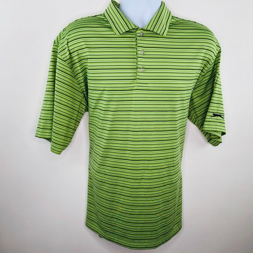 Slazenger Mens Golf Polo Shirt Size XL Green Black Stripe Stretch - Picture 2 of 7