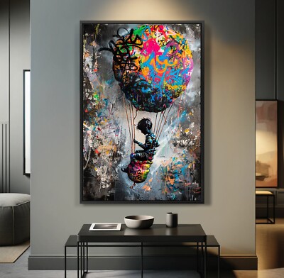 Street Art Banksy Ballon, Leinwanddruck - Leinwandkunst, Kunst Bild, Wandbild