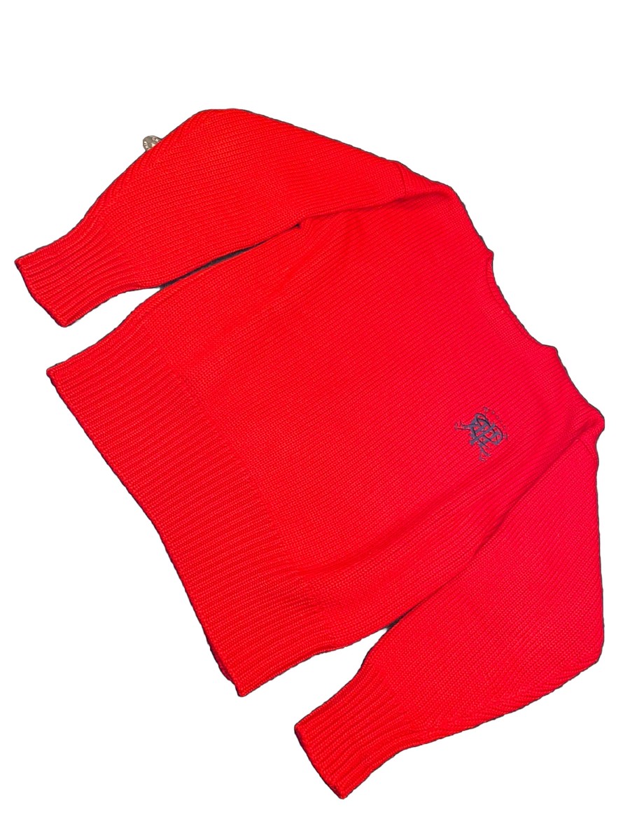 Polo Ralph Lauren vintage 90s red wool blue monogram boatneck 