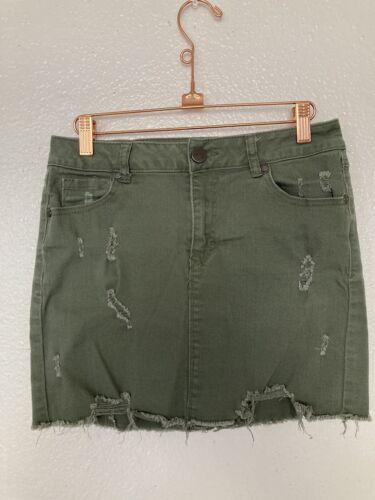 1822 Denim Distressed Mini Jean Skirt, size 27colo