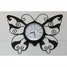 Butterfly Design Metal & Glass Wall Clock – Indoor/Outdoor Garden Décor