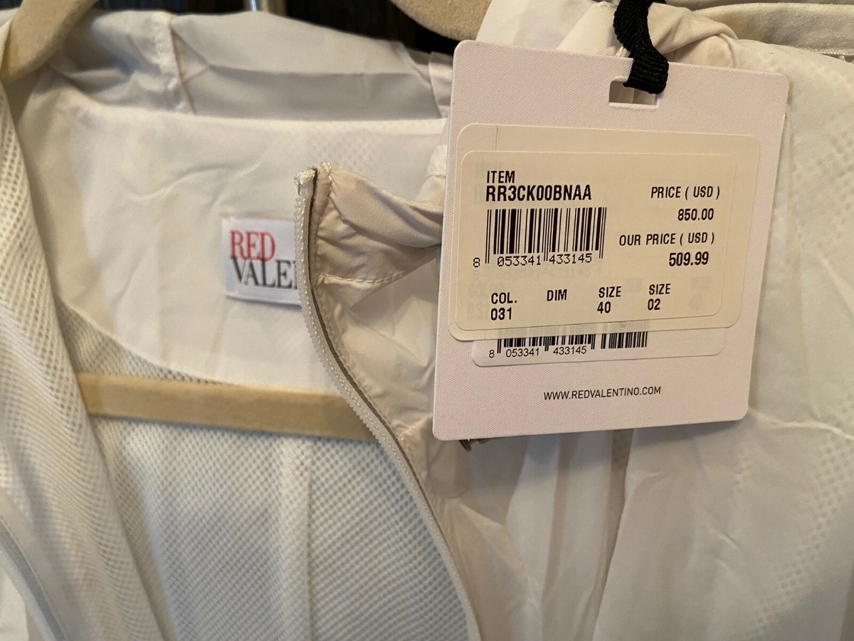 Manteau Imperméable/Windy Valentino Rouge Blanc/Argent - Taille USA-2 (EU-40) - Neuf Avec étiquettes