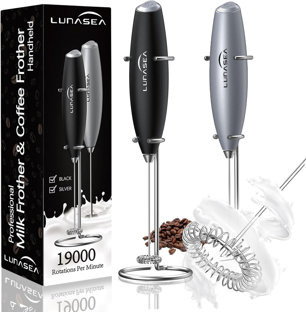 Handheld Milk Frother with Stand, Frother Wand, Electric Frother for Coffee Whis