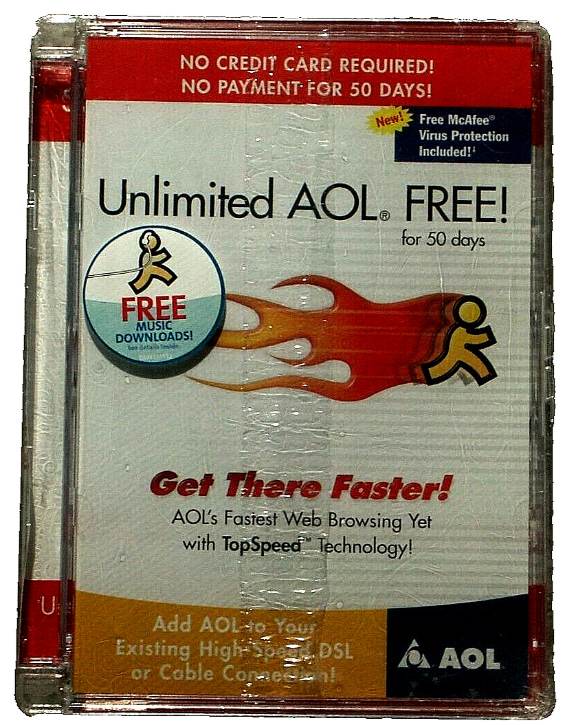 Sealed American OnLIne AOL Disc CD free Unlimited Access 1990s Dial Up DSL Cable