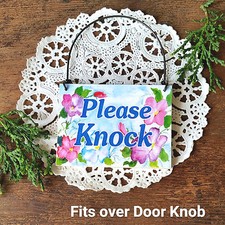 PLEASE KNOCK Privacy Sign  Petite - Fits over Door Knob  New USA