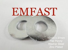 m12 x 37 3mm penny repair washer large mudguard steel zinc 12mm washers