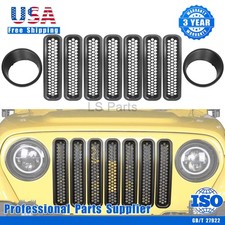 For Jeep Wrangler Tj 1997-2006 Headlight Bezels Cover Front Grille Insert Trim