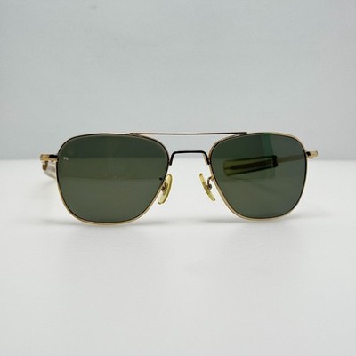 American Optical Sunglasses Pilot Gold  5 1/2 AO USA MIL-S-25948 W/ Case