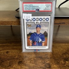 2008 TOPPS UPDATE & HIGHLIGHTS #UH240 CLAYTON KERSHAW ROOKIE RC PSA 9 AUTO 10