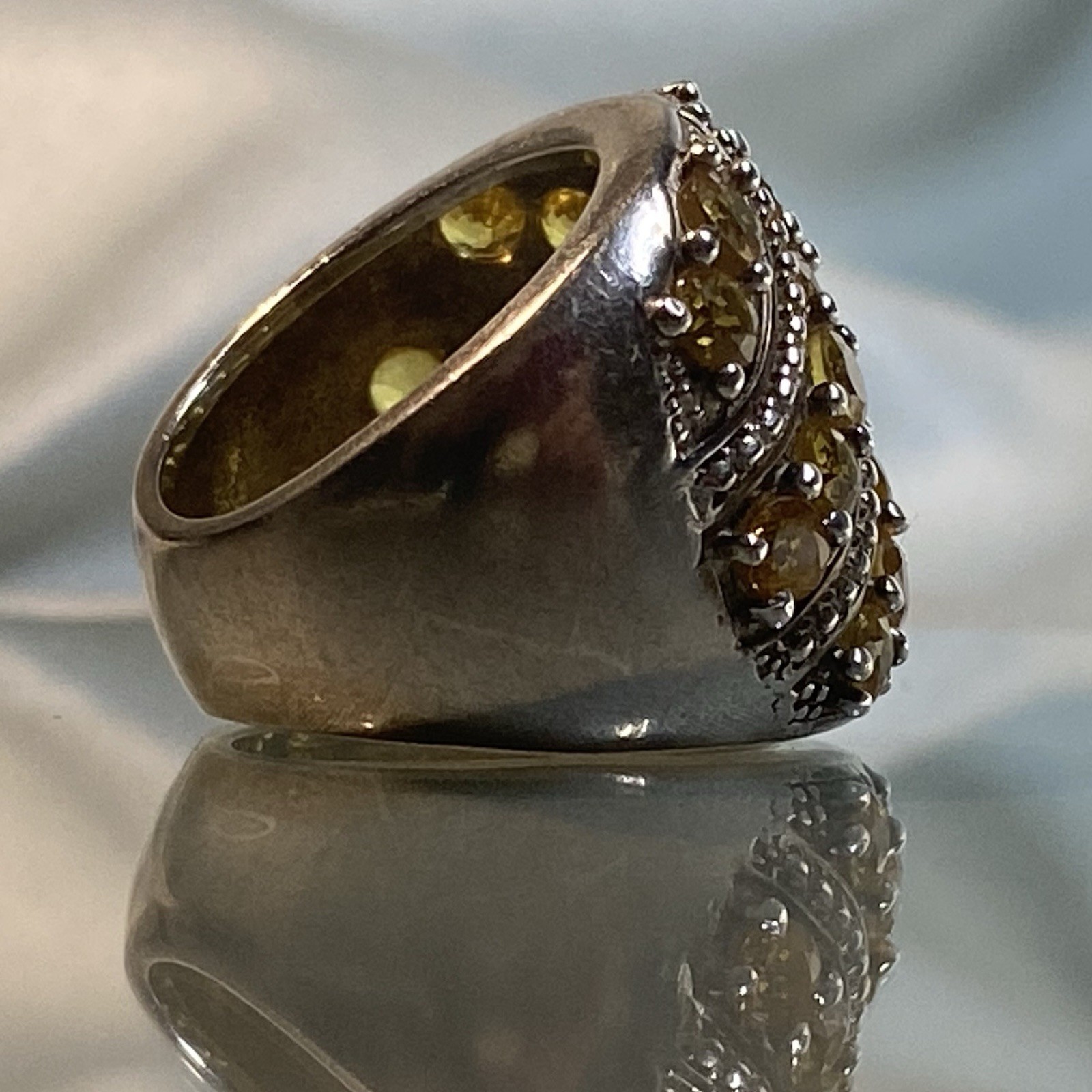 Statement Ring 925 Sterling Silver Pronged Citrin… - image 11